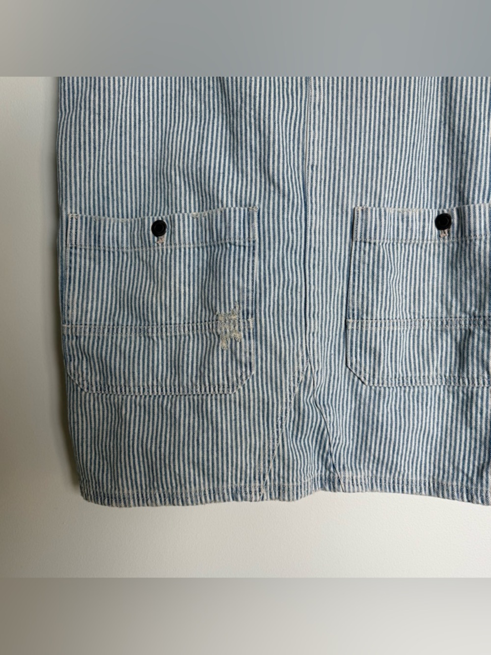 Free People We The Free Overall Smock Mini Striped Railroad Top Jumper Dress - Picture 4 of 7